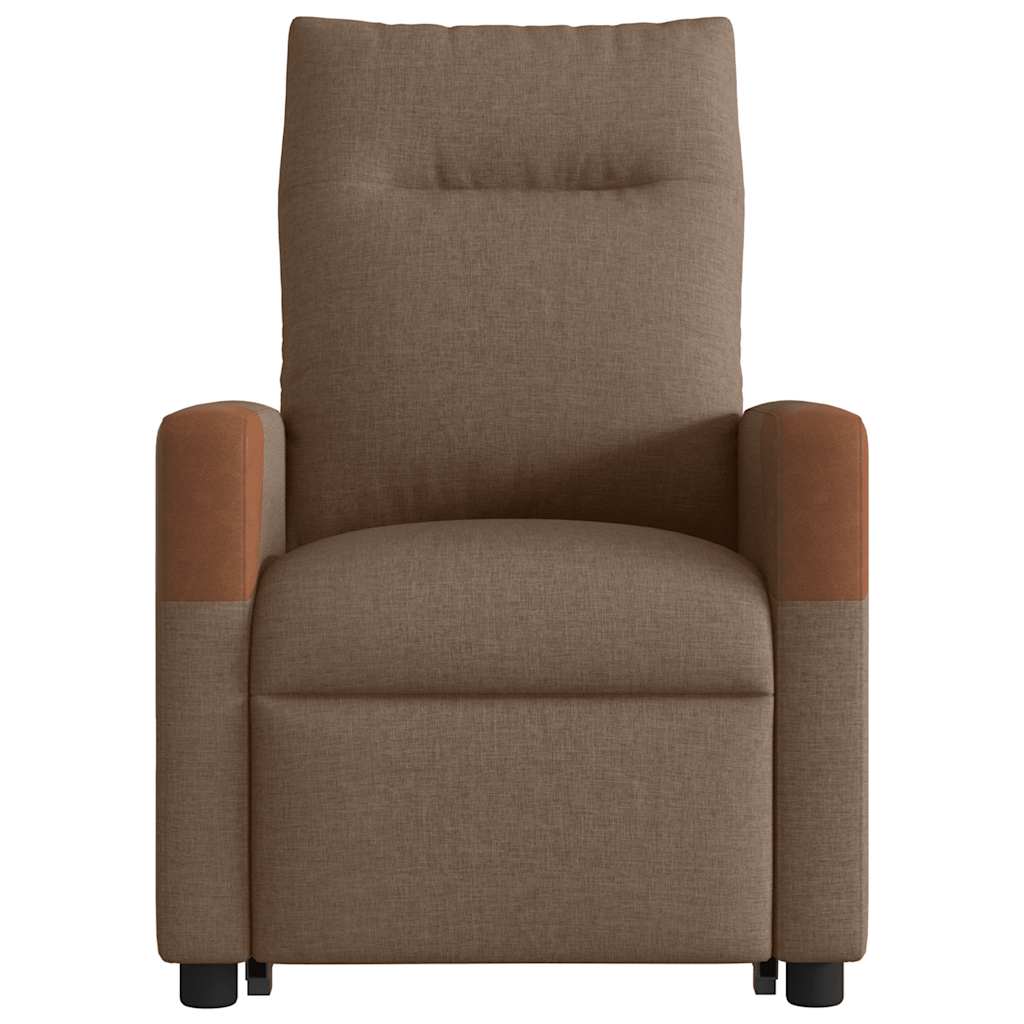 Poltrona elétrica elevatória massagens tecido castanho
