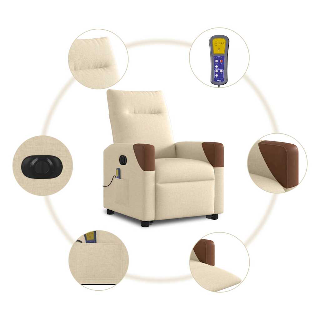 Poltrona elétrica elevatória massagens tecido creme