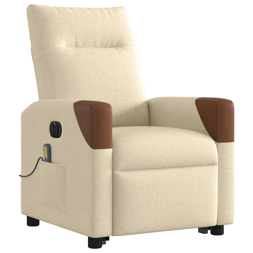 Poltrona elétrica elevatória massagens tecido creme