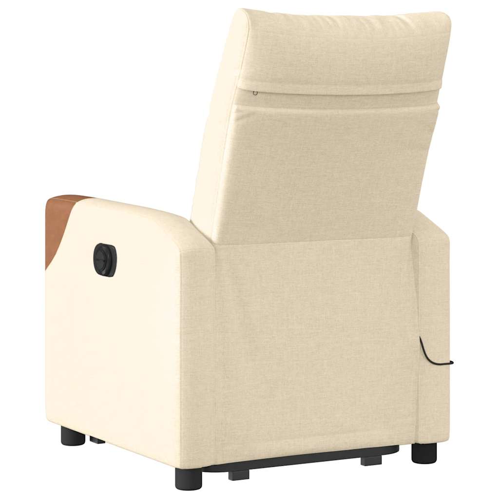 Poltrona elétrica elevatória massagens tecido creme