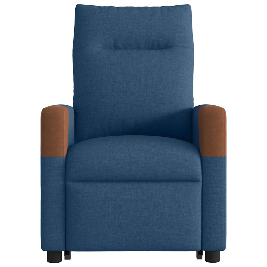 Poltrona massagens elétrica reclinável elevatória tecido azul