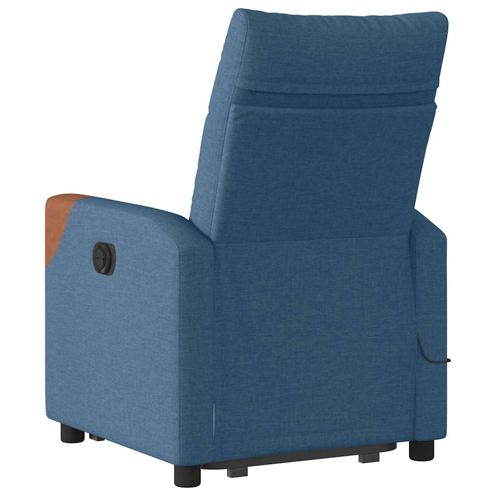 Poltrona massagens elétrica reclinável elevatória tecido azul