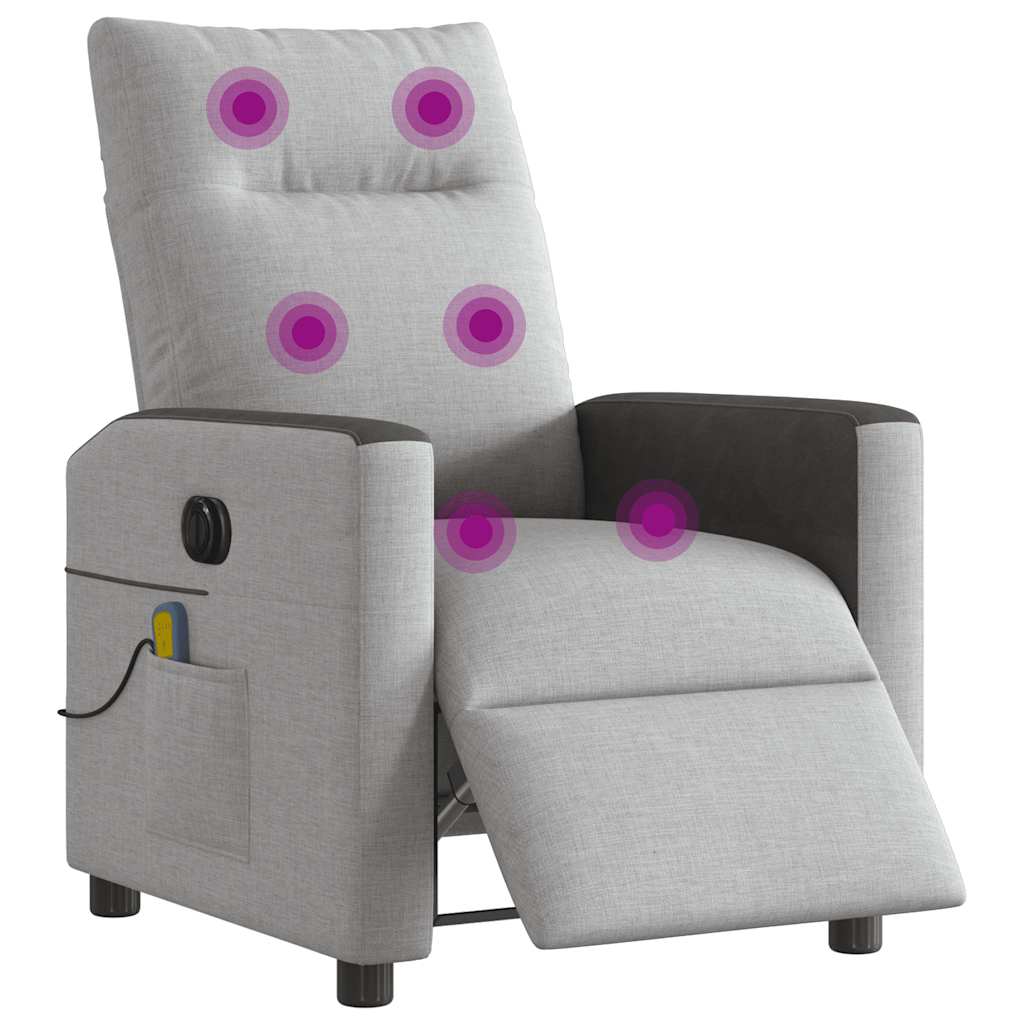 Poltrona massagens reclinável elétrica tecido cinzento-nublado