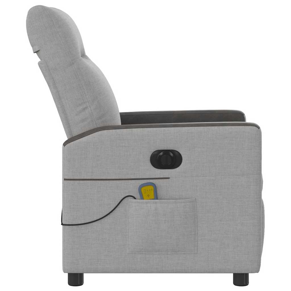 Poltrona massagens reclinável elétrica tecido cinzento-nublado