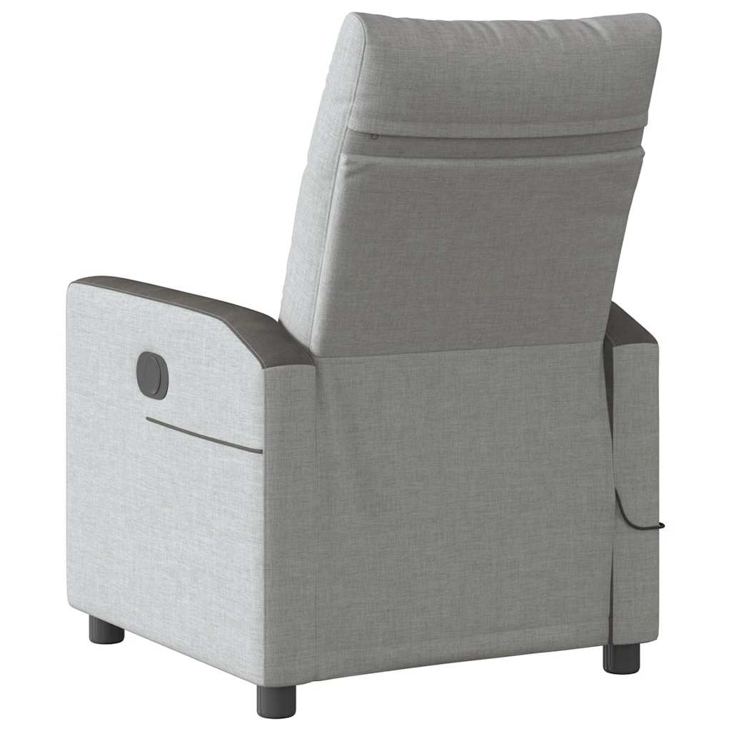 Poltrona massagens reclinável elétrica tecido cinzento-nublado