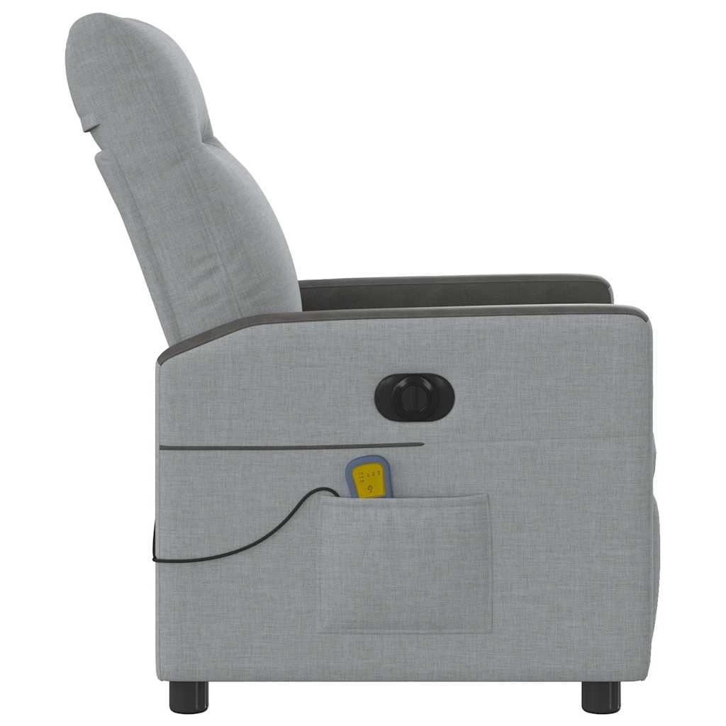 Poltrona de massagens reclinável elétrica tecido cinzento-claro