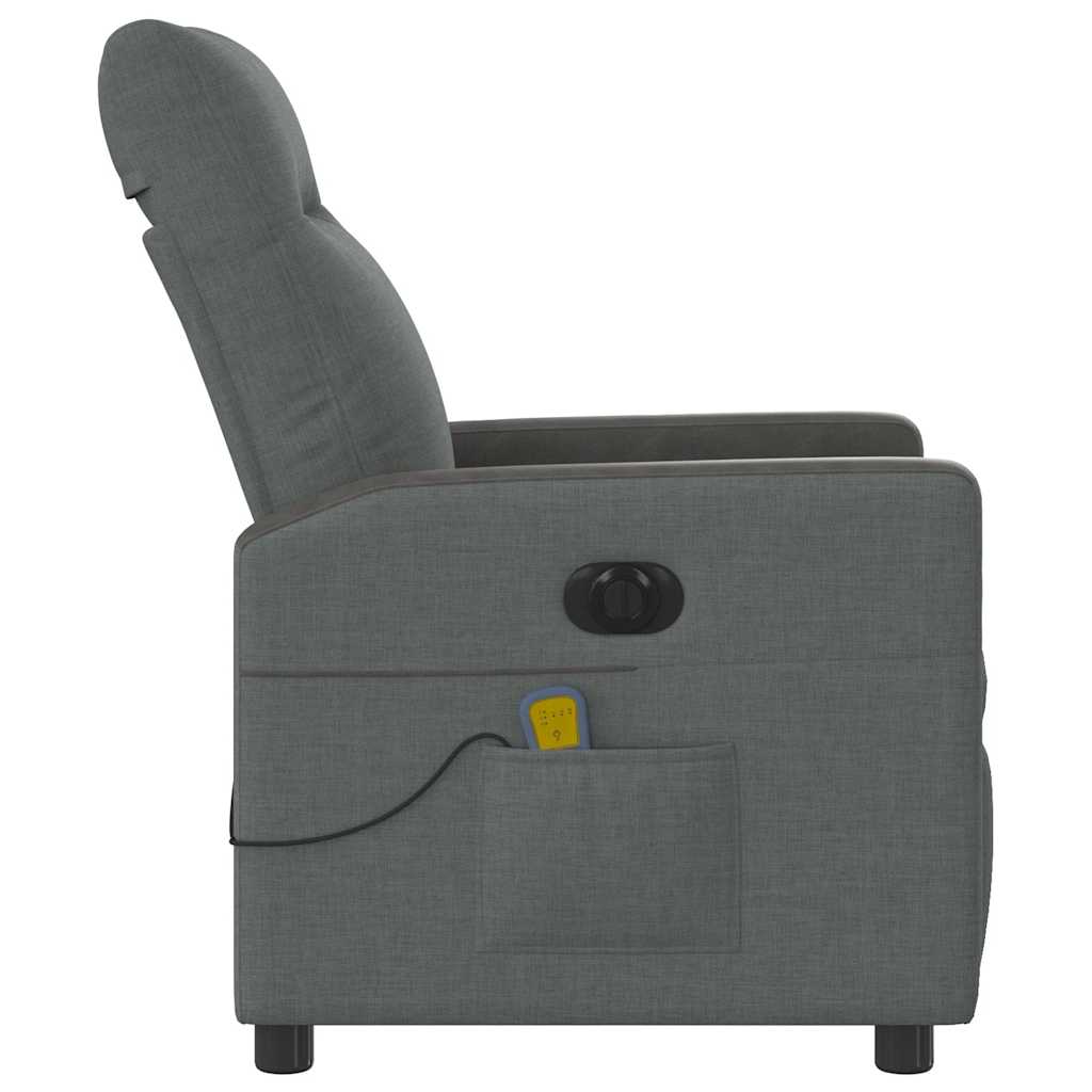 Poltrona reclinável de massagens elétrica tecido cinza-escuro