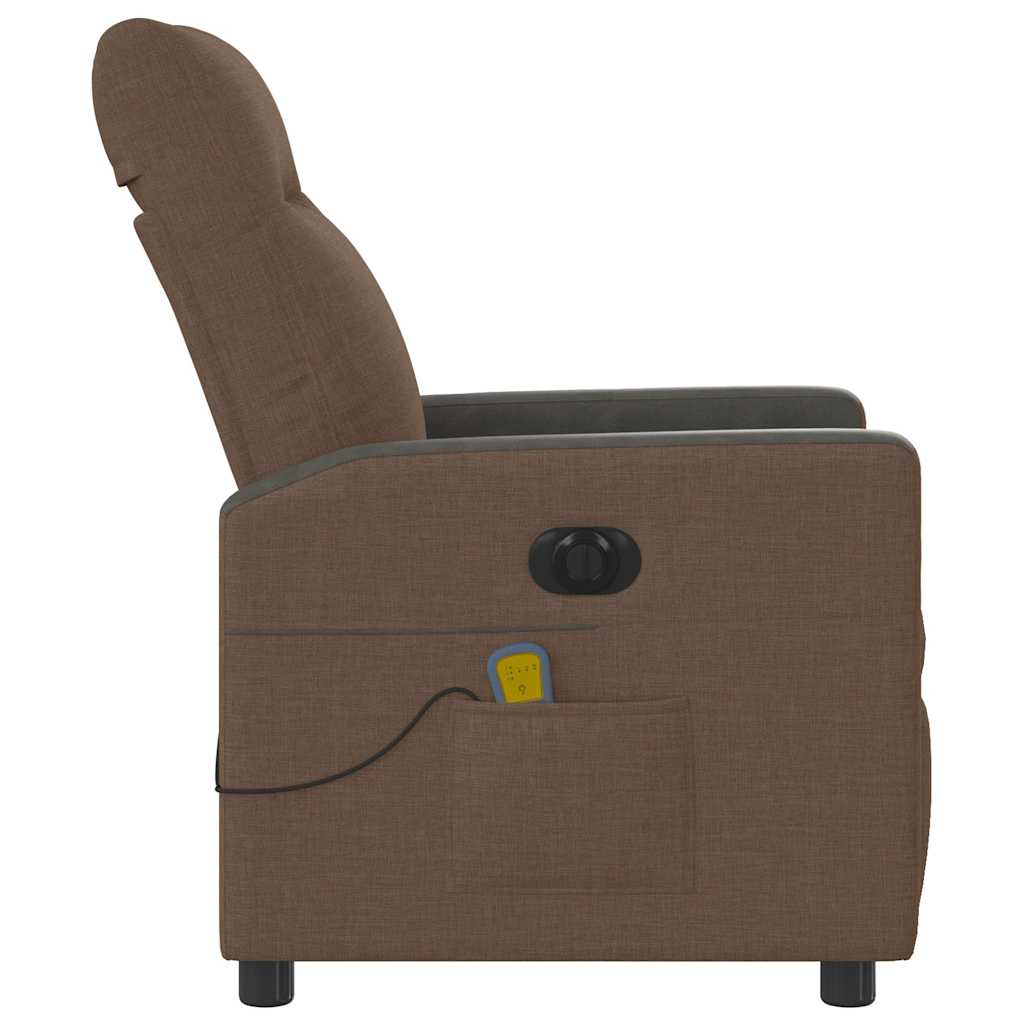 Poltrona de massagens reclinável elétrica tecido castanho