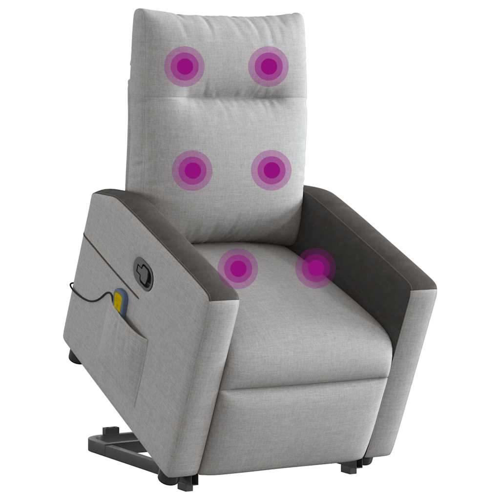 Poltrona elevatória de massagens tecido cinzento-nublado