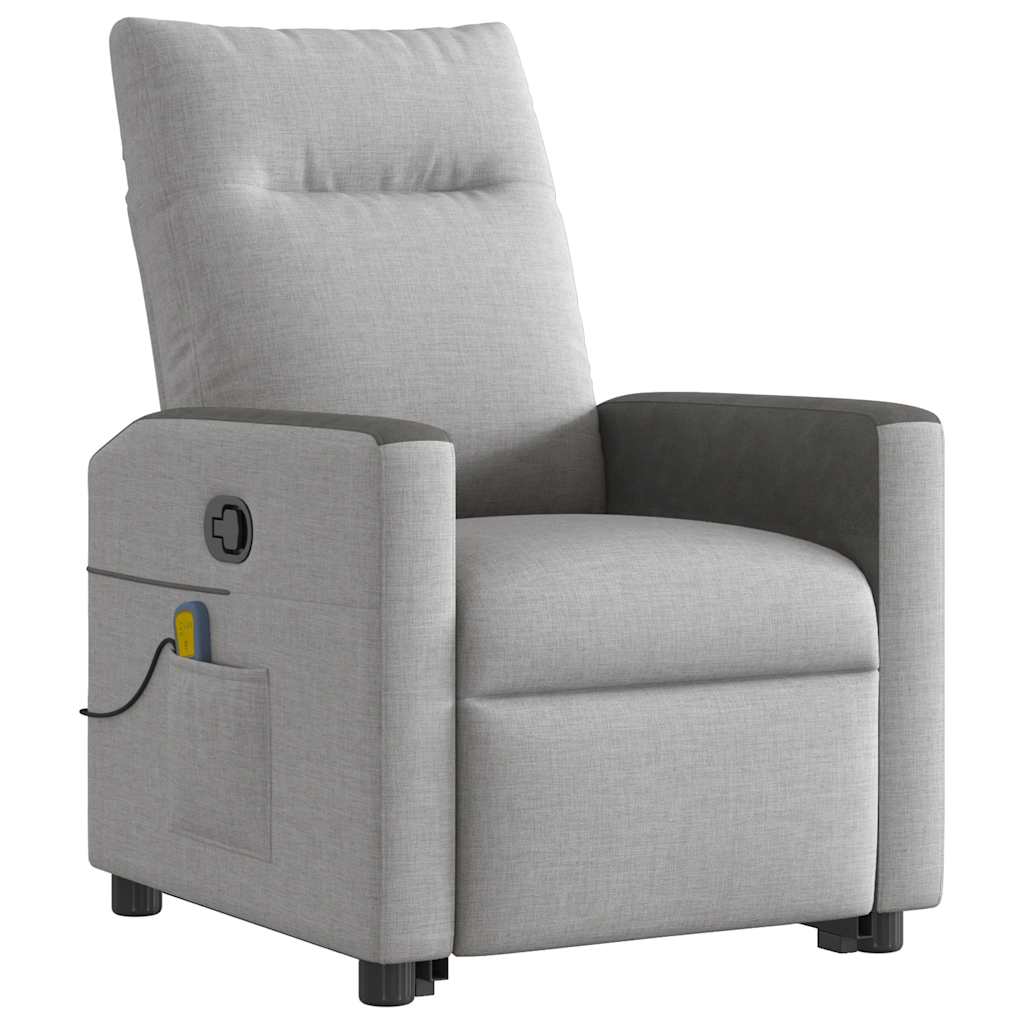 Poltrona elevatória de massagens tecido cinzento-nublado