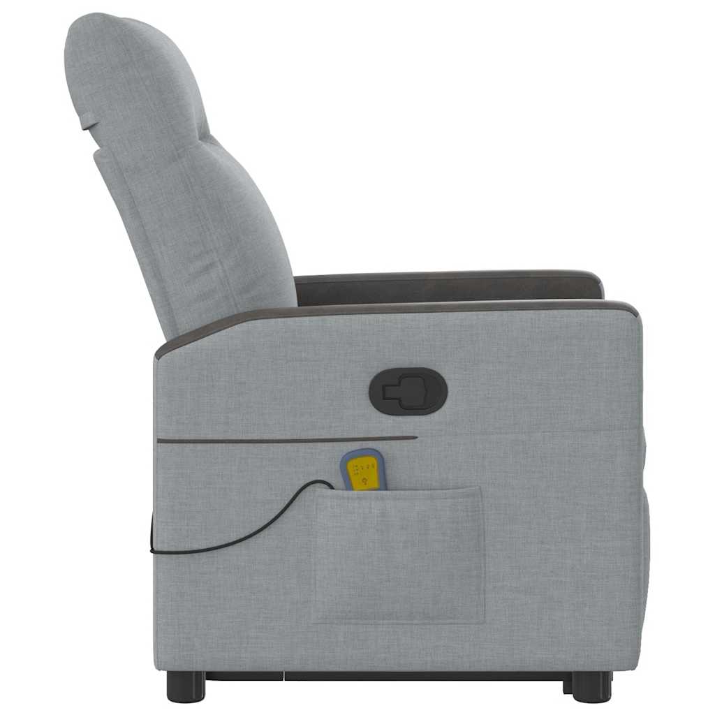 Poltrona reclinável massagens tecido cinzento-claro