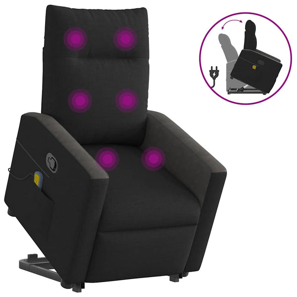 Poltrona de massagens reclinável elevatória tecido preto