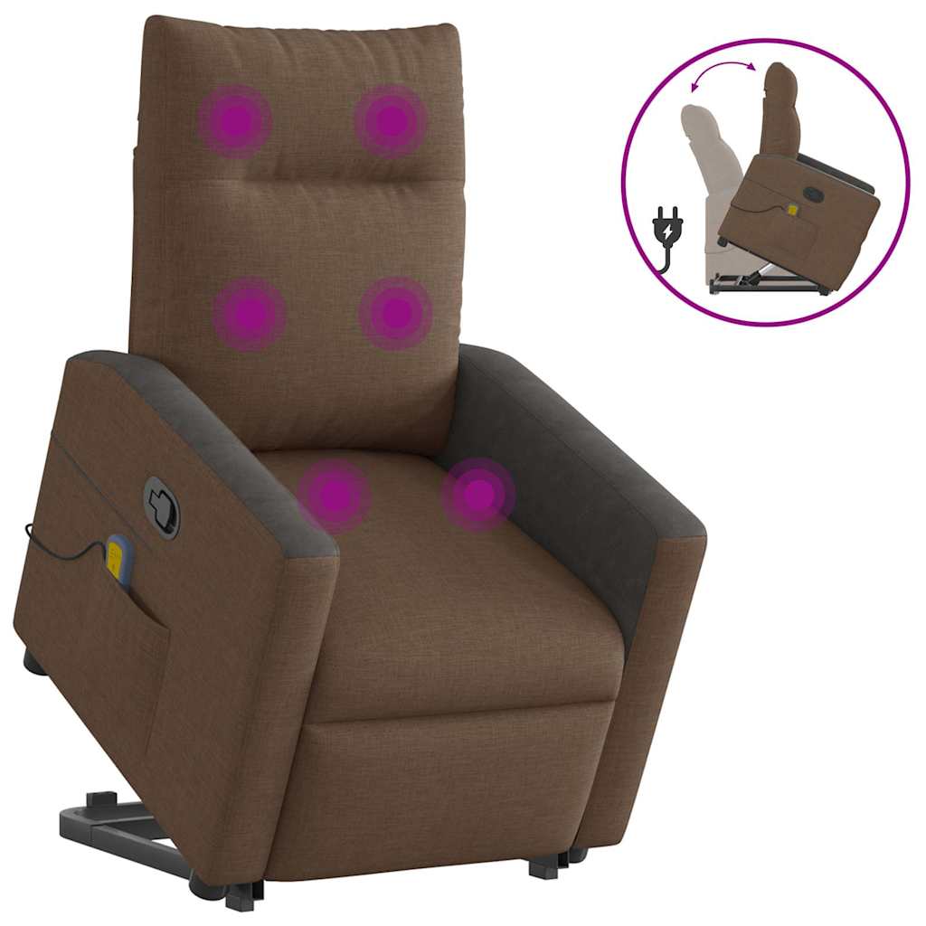 Poltrona reclinável massagens tecido castanho
