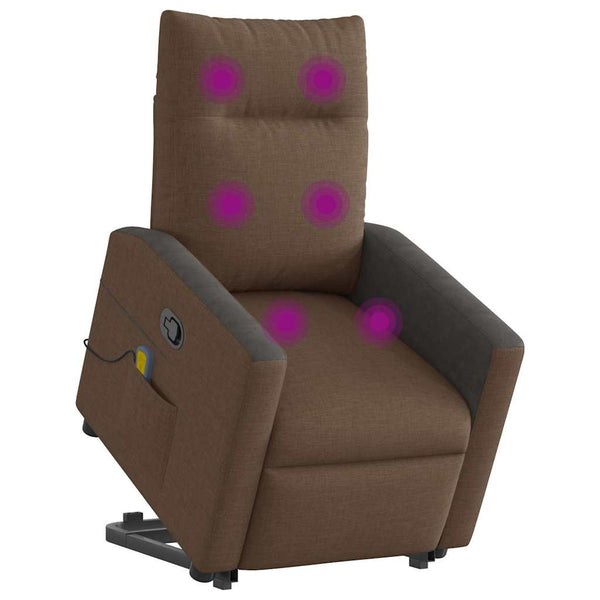 Poltrona reclinável massagens tecido castanho