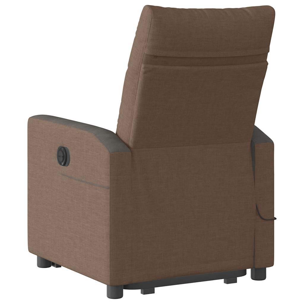 Poltrona reclinável massagens tecido castanho