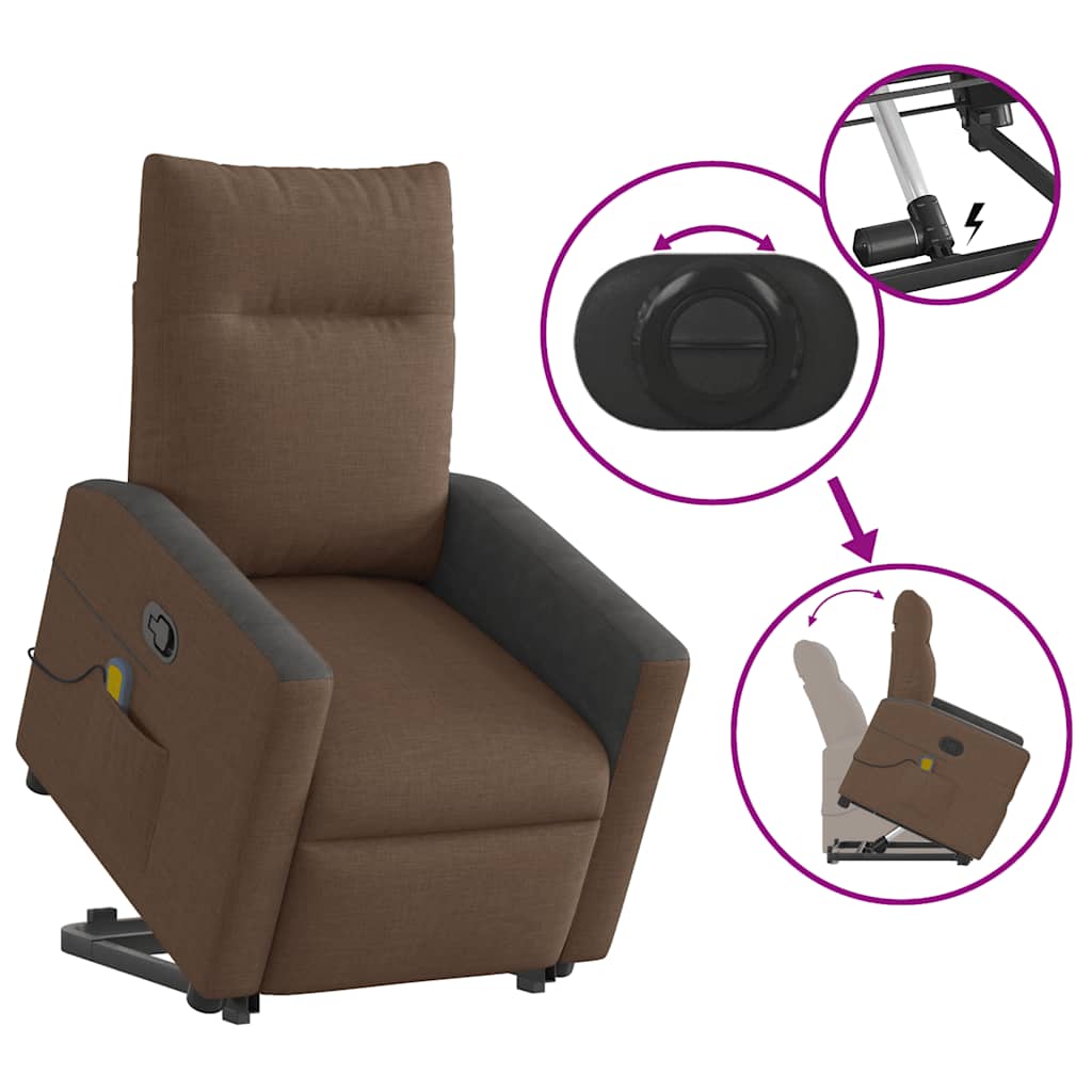 Poltrona reclinável massagens tecido castanho