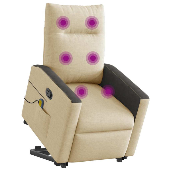 Poltrona elevatória de massagens tecido cor creme