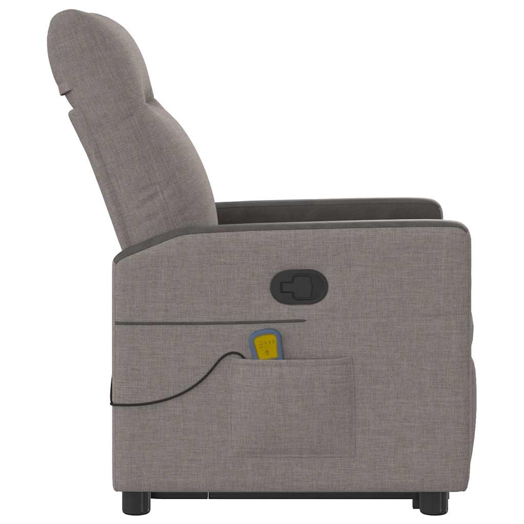 Poltrona elevatória de massagens tecido cinzento-acastanhado