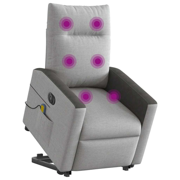 Poltrona elétrica elevatória massagens tecido cinzento-nublado
