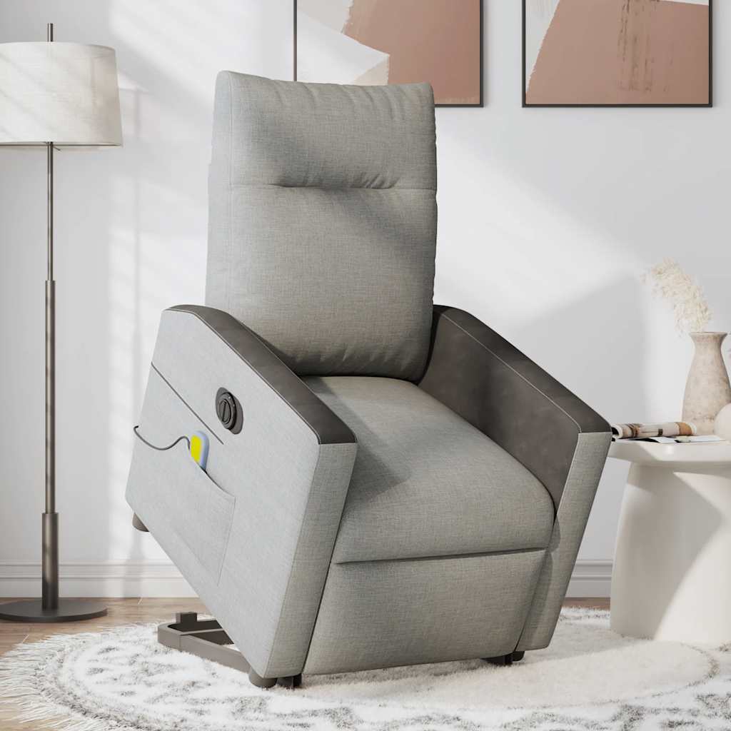Poltrona elétrica elevatória massagens tecido cinzento-nublado