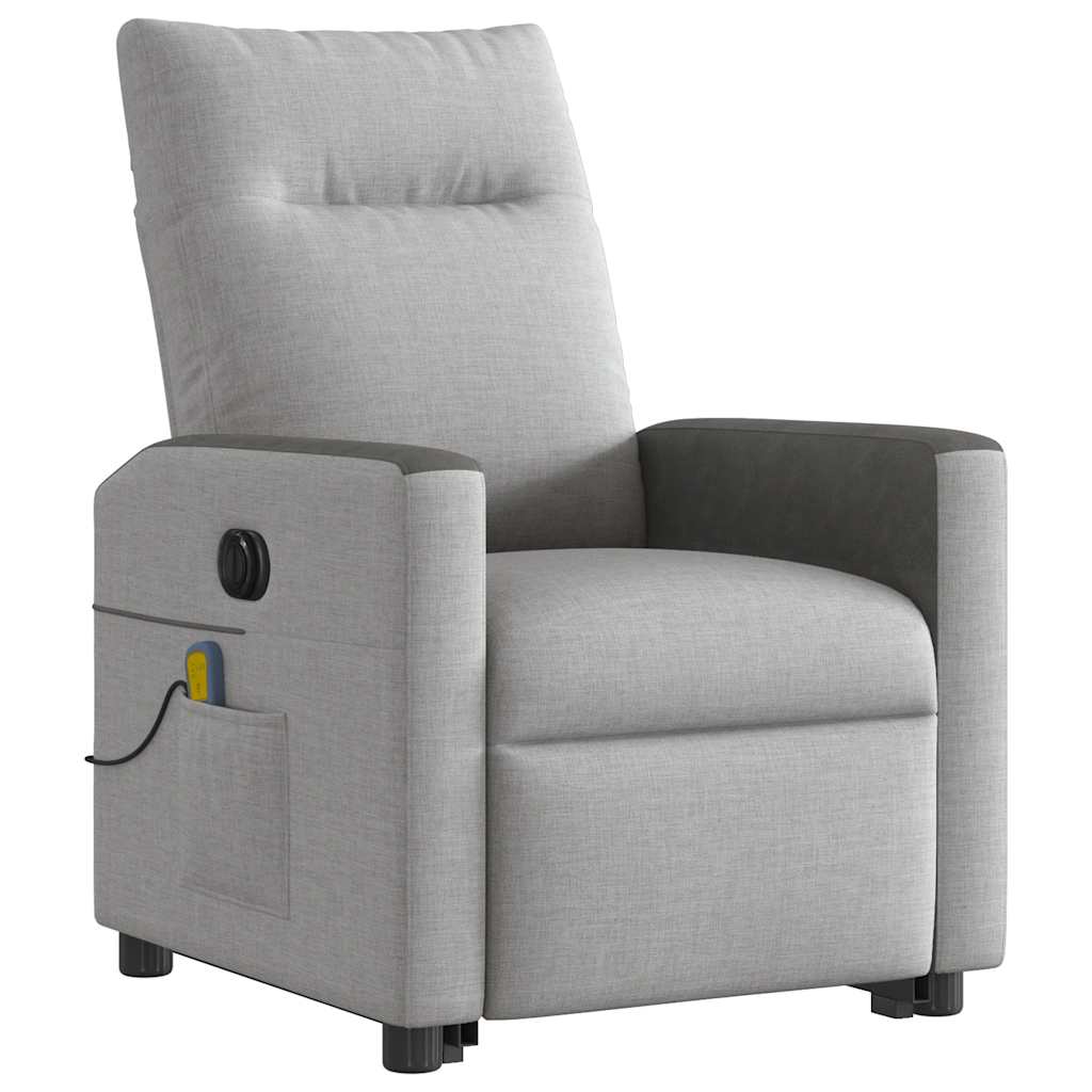 Poltrona elétrica elevatória massagens tecido cinzento-nublado