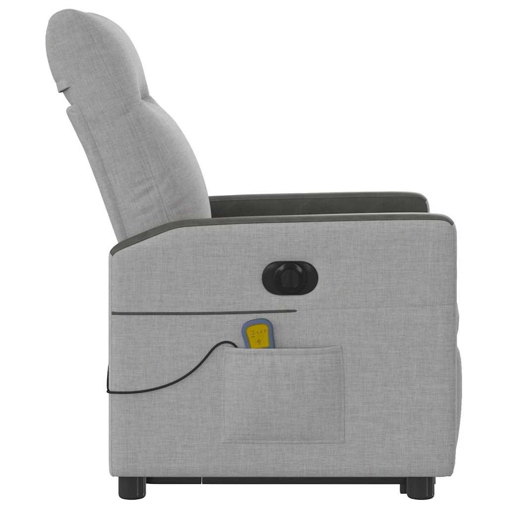 Poltrona elétrica elevatória massagens tecido cinzento-nublado