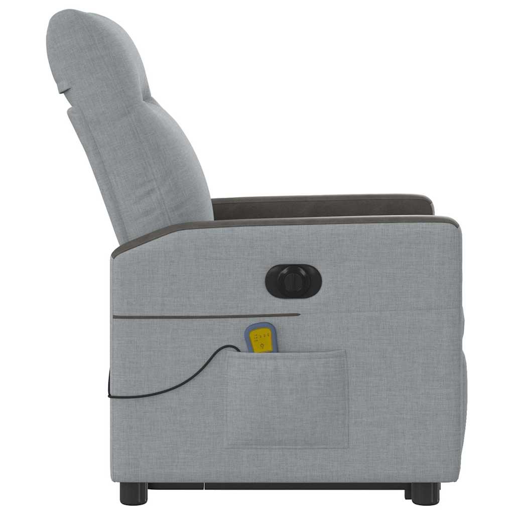 Poltrona elétrica reclinável massagens tecido cinzento-claro