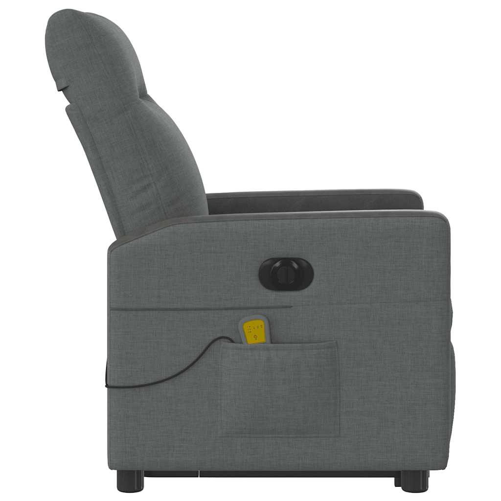 Poltrona elétrica elevatória massagens tecido cinzento-escuro