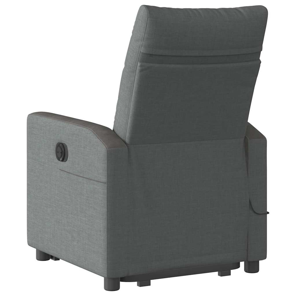 Poltrona elétrica elevatória massagens tecido cinzento-escuro