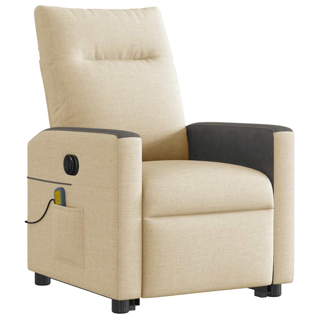 Poltrona elétrica elevatória massagens tecido creme
