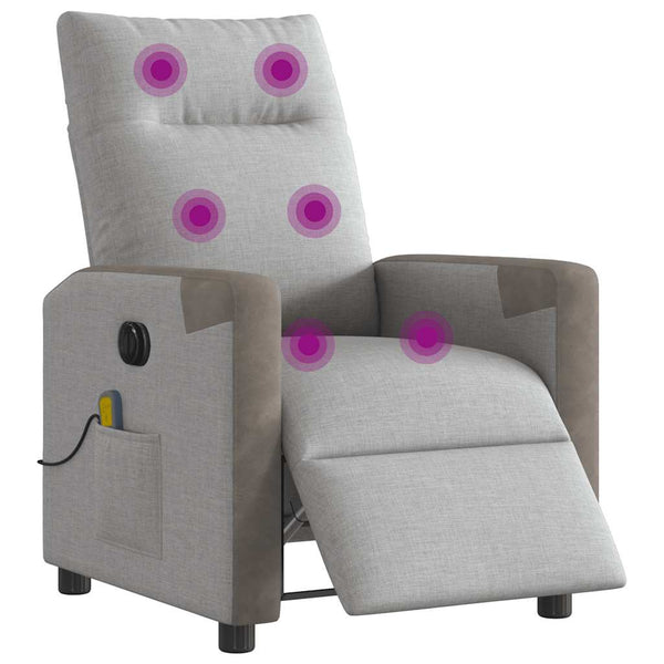 Poltrona massagens reclinável elétrica tecido cinzento-nublado