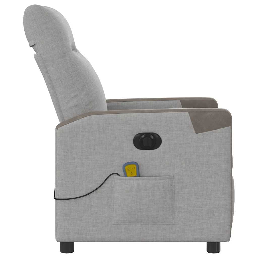 Poltrona massagens reclinável elétrica tecido cinzento-nublado