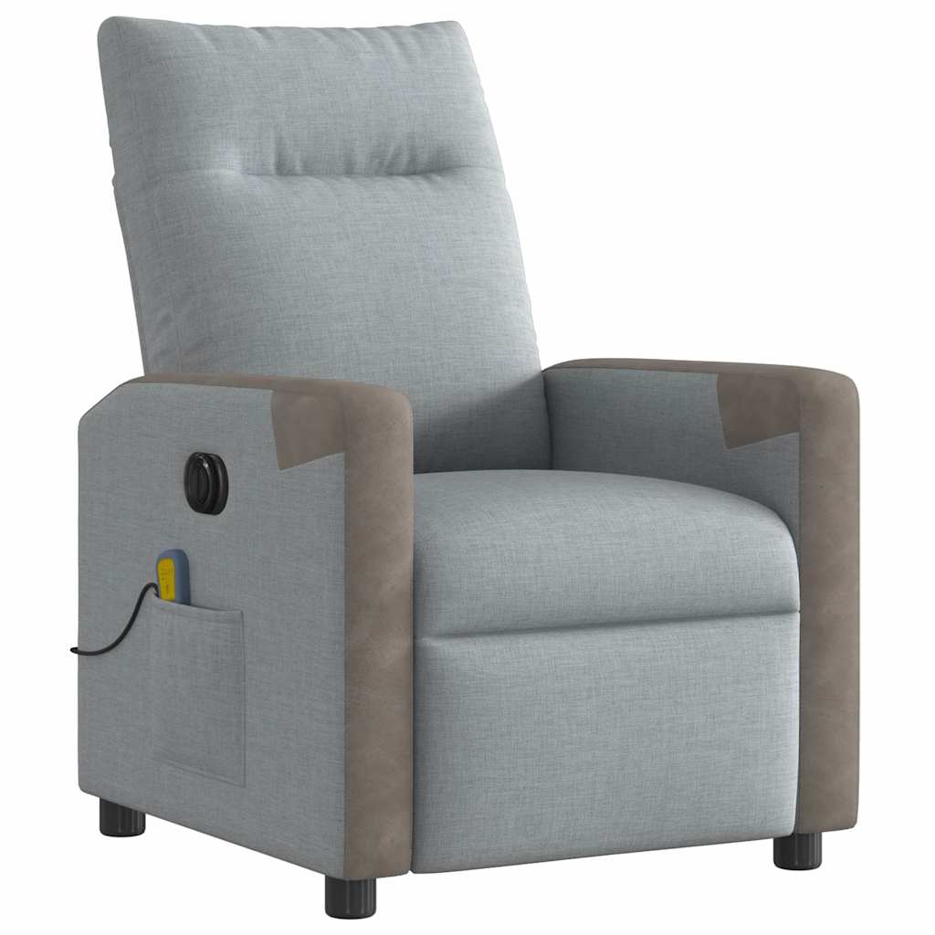 Poltrona de massagens reclinável elétrica tecido cinzento-claro