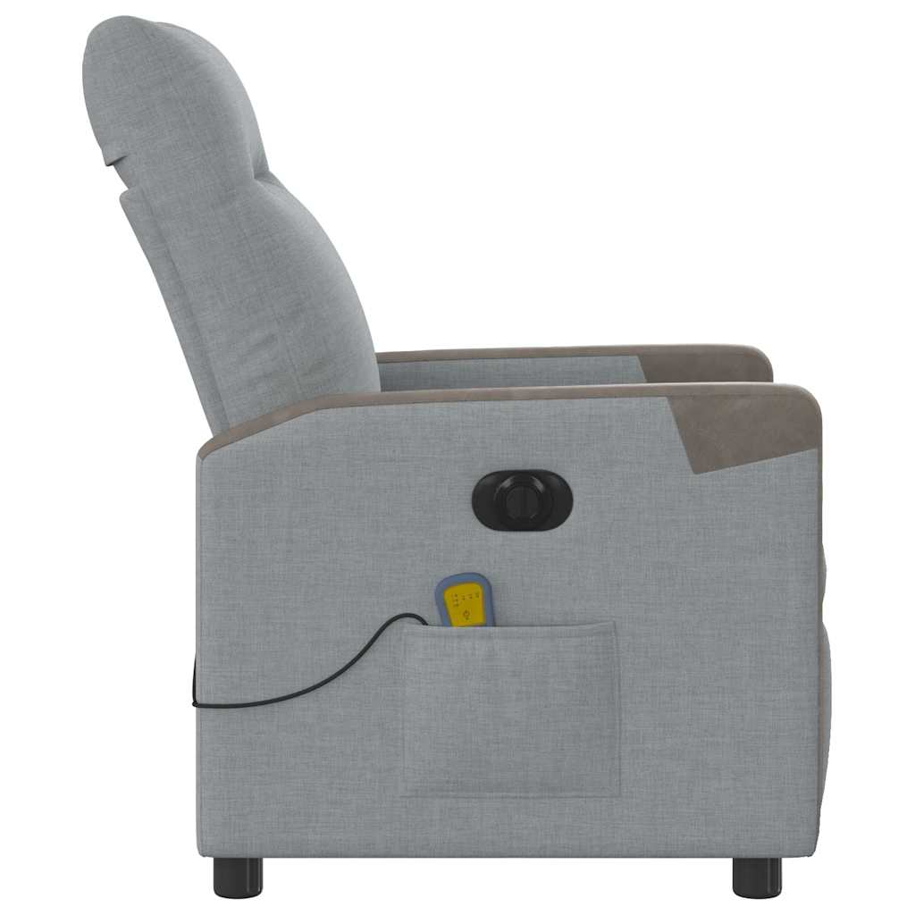 Poltrona de massagens reclinável elétrica tecido cinzento-claro