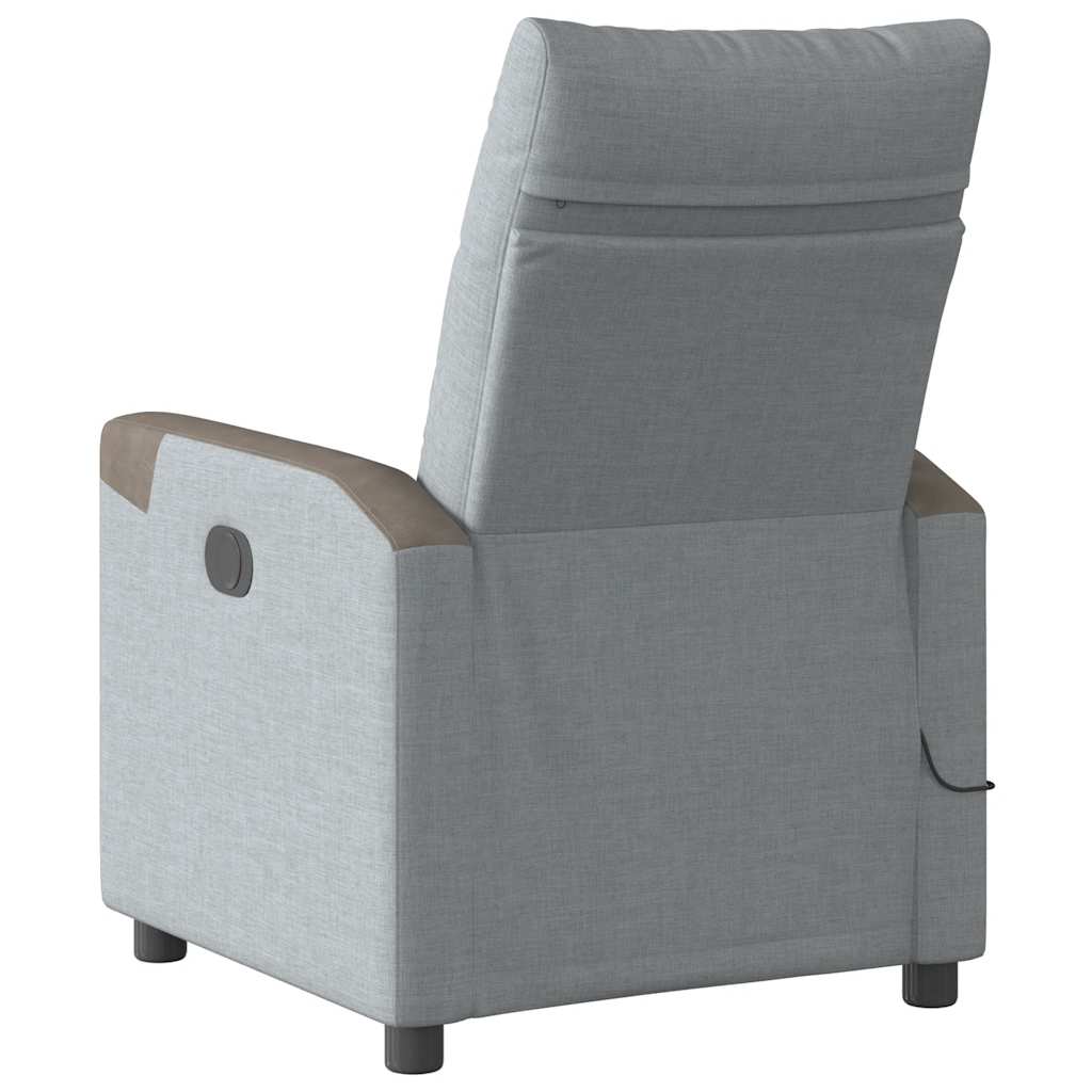 Poltrona de massagens reclinável elétrica tecido cinzento-claro