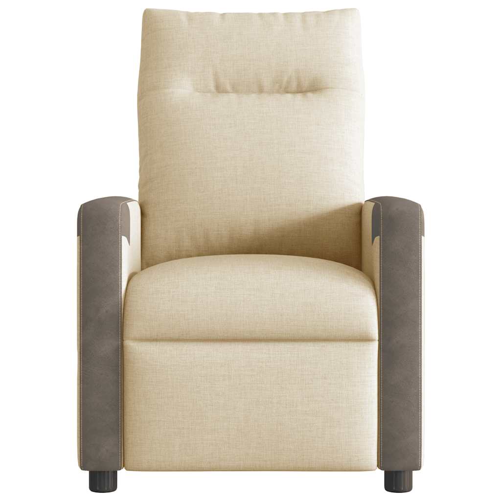 Poltrona de massagens reclinável elétrica tecido creme