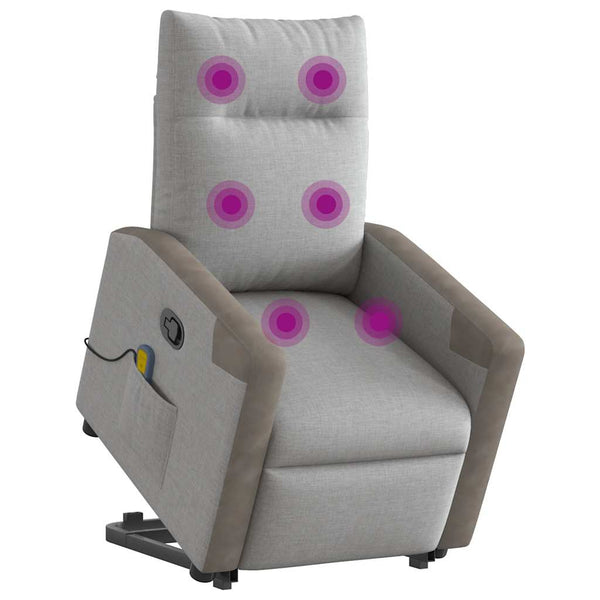 Poltrona elevatória de massagens tecido cinzento-nublado