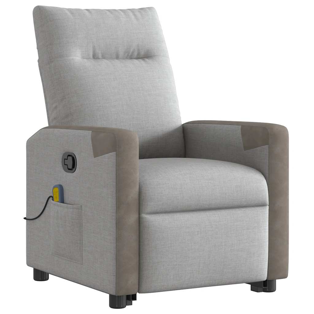 Poltrona elevatória de massagens tecido cinzento-nublado