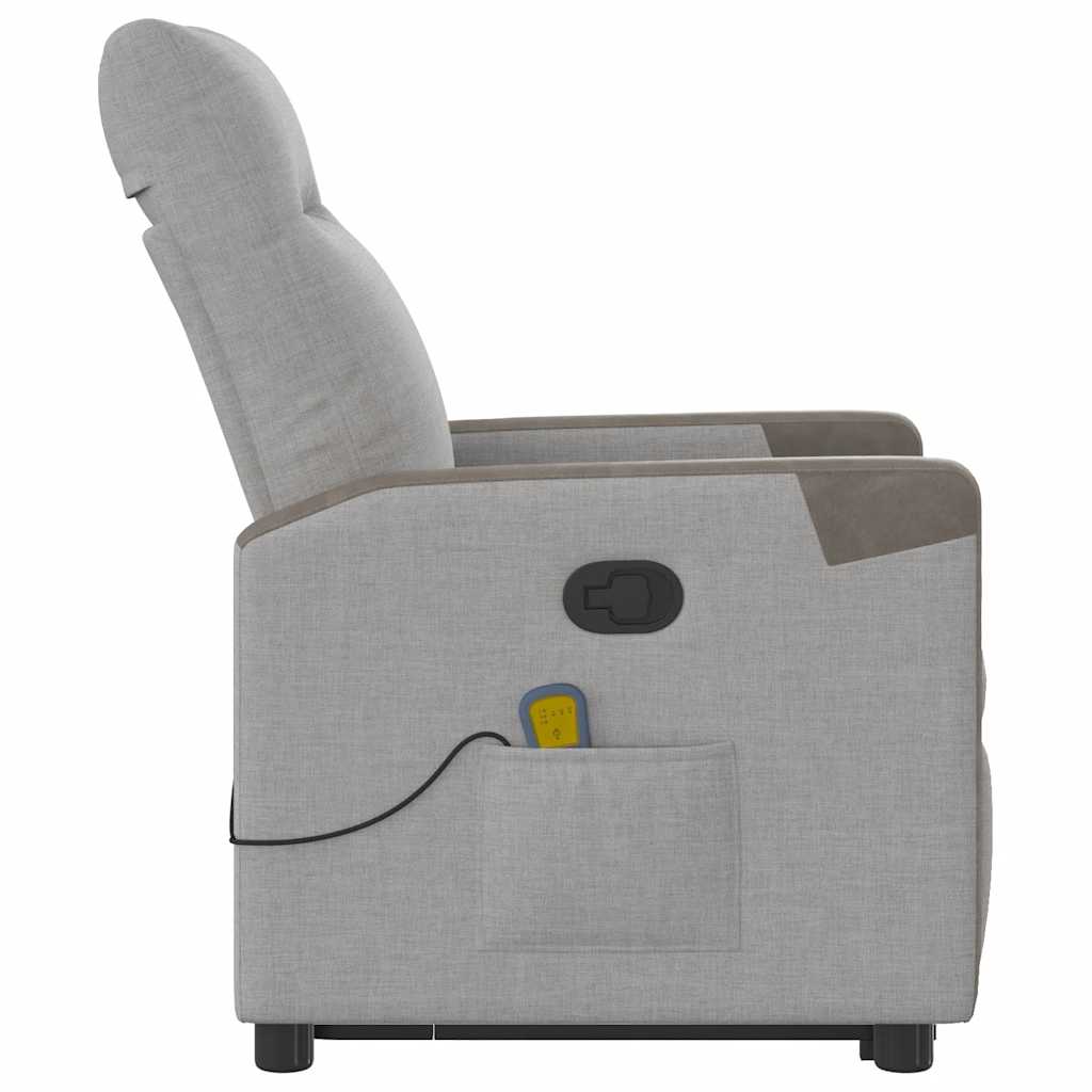 Poltrona elevatória de massagens tecido cinzento-nublado