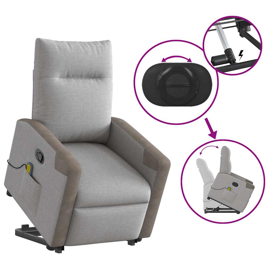 Poltrona elevatória de massagens tecido cinzento-nublado