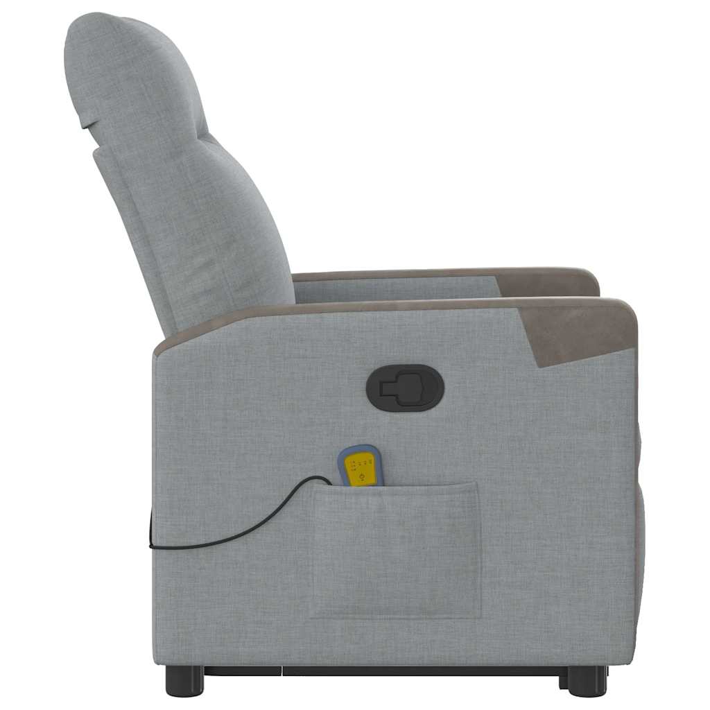 Poltrona reclinável massagens tecido cinzento-claro