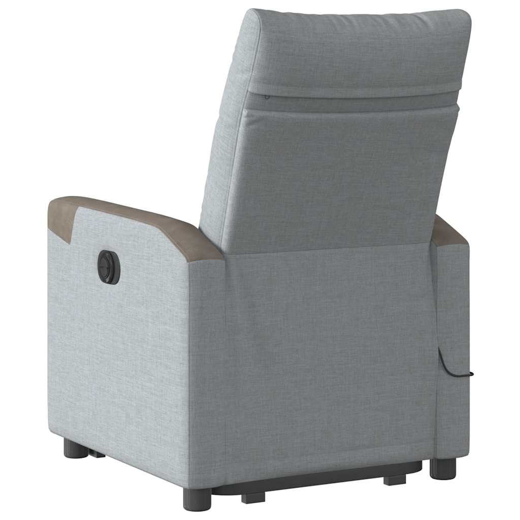 Poltrona reclinável massagens tecido cinzento-claro