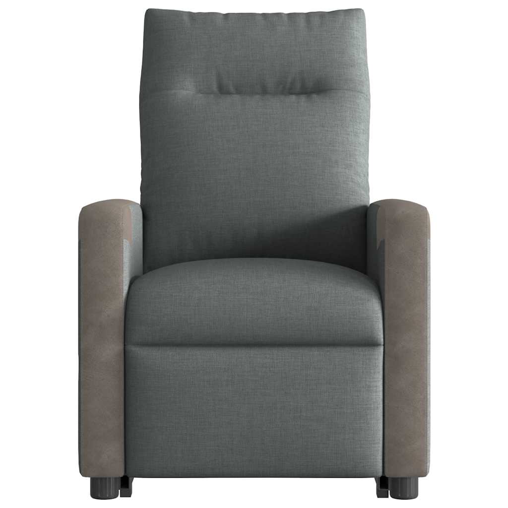 Poltrona elevatória de massagens tecido cinzento-escuro