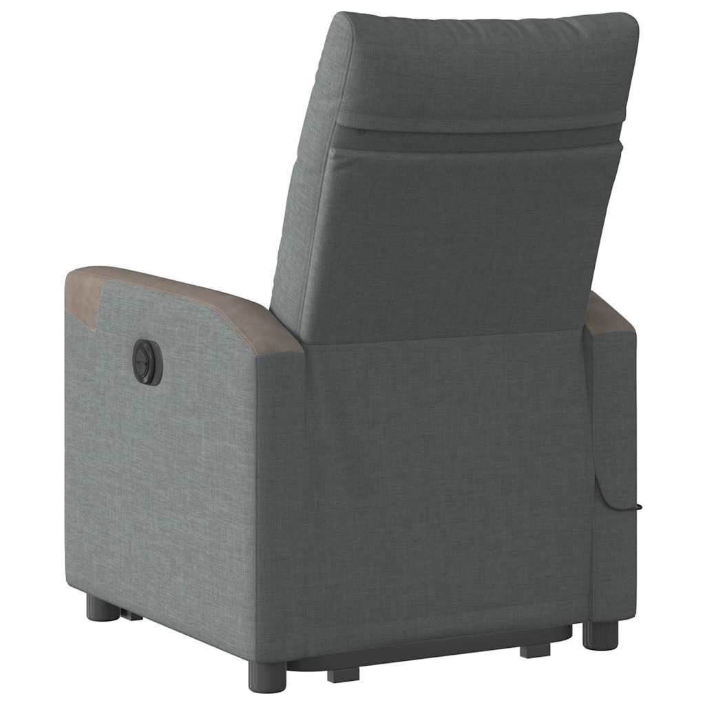 Poltrona elevatória de massagens tecido cinzento-escuro