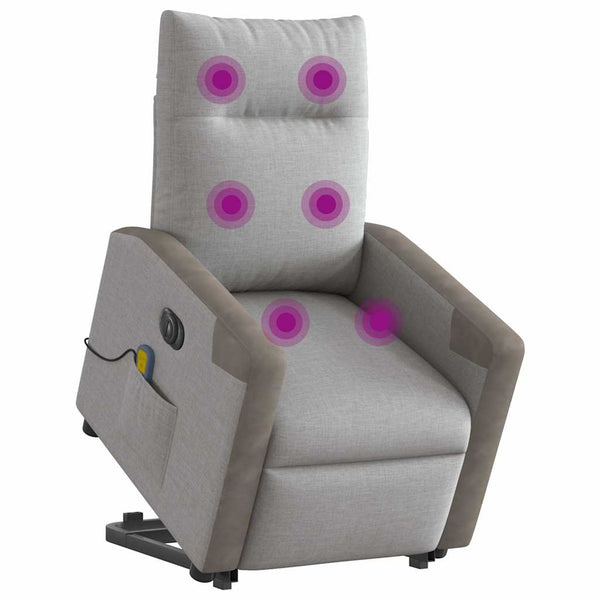 Poltrona elétrica elevatória massagens tecido cinzento-nublado