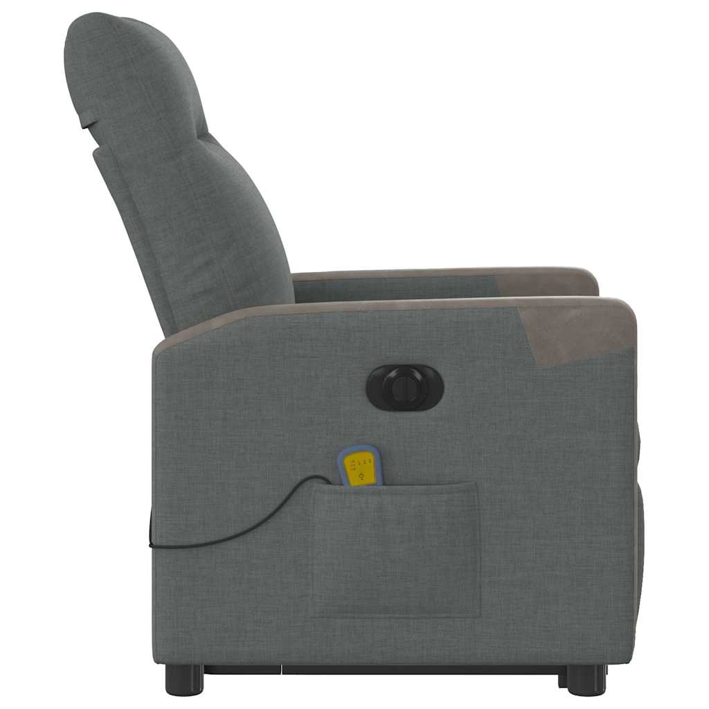 Poltrona elétrica elevatória massagens tecido cinzento-escuro