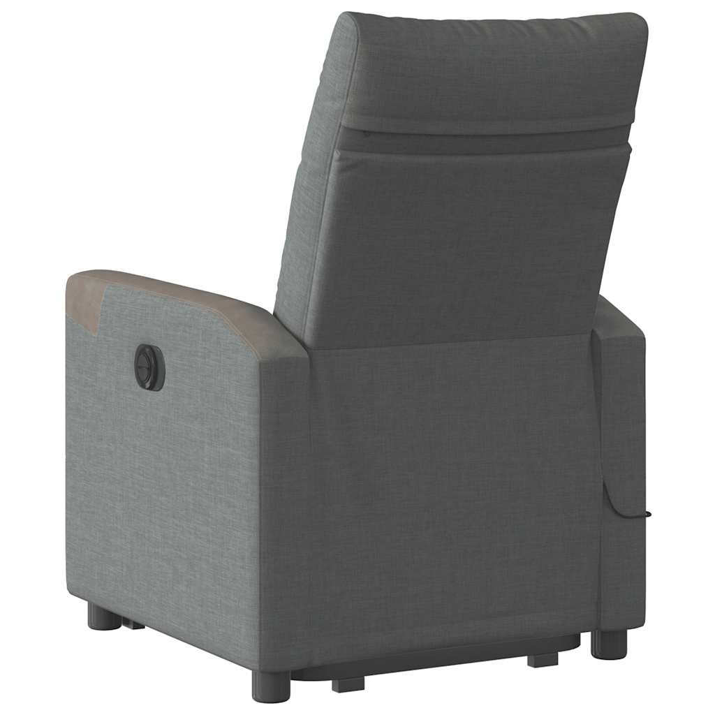 Poltrona elétrica elevatória massagens tecido cinzento-escuro