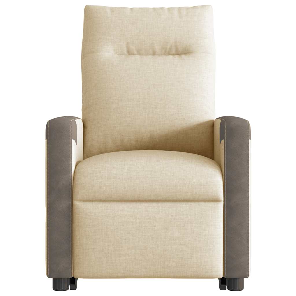 Poltrona elétrica elevatória massagens tecido creme