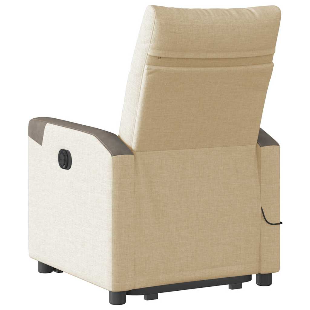 Poltrona elétrica elevatória massagens tecido creme