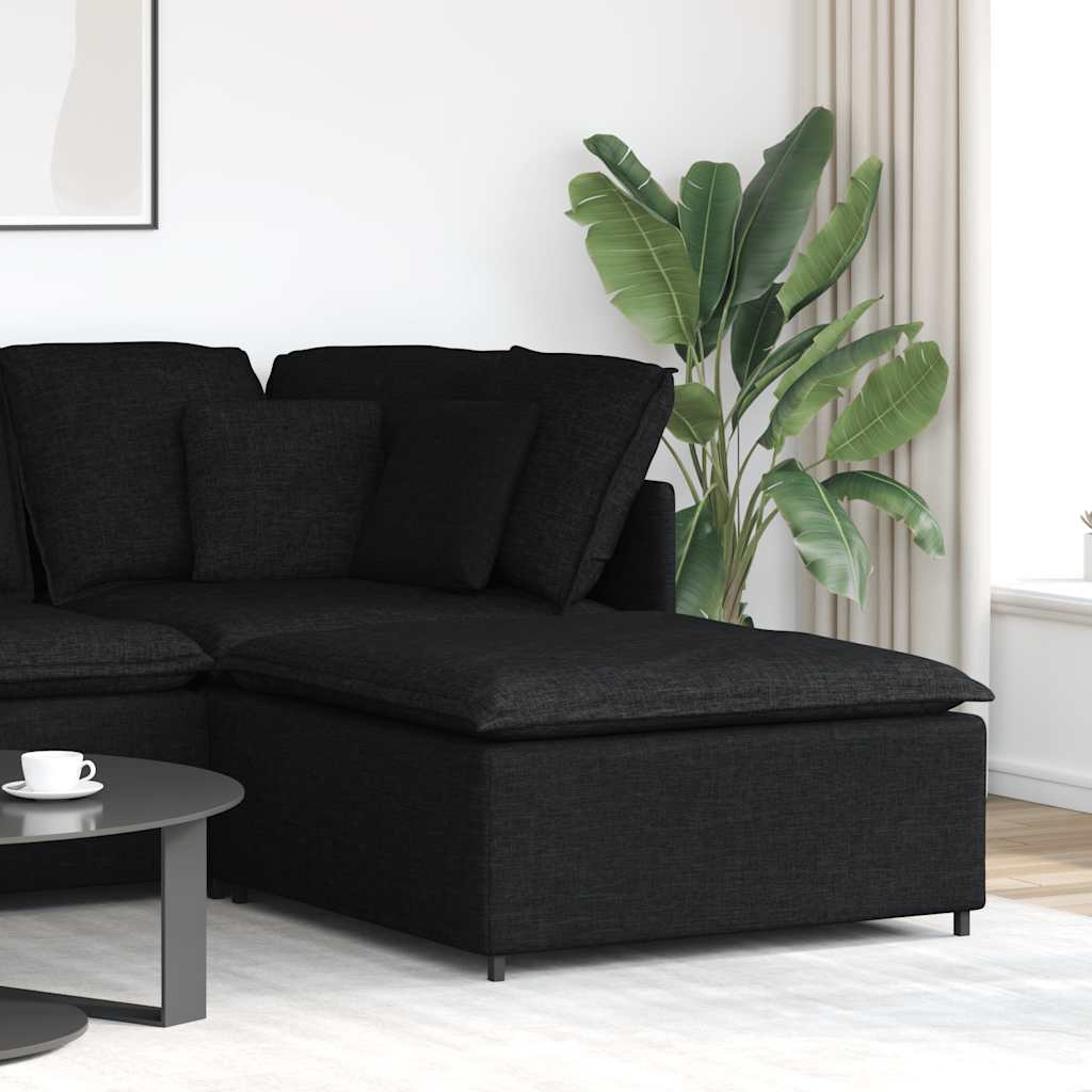 Módulo de pufe modular para sofá preto 100x100x48 cm